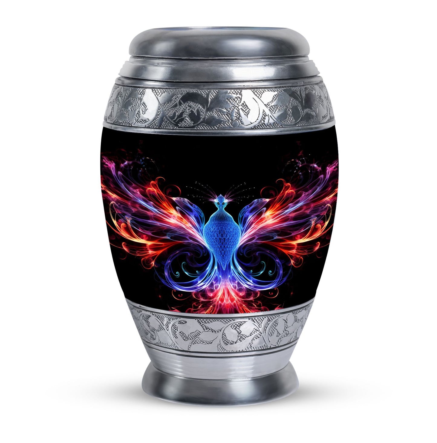 Colorful phoenix 3-inch aluminium cremation urn.