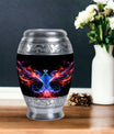 Colorful phoenix 3-inch aluminium cremation urn.