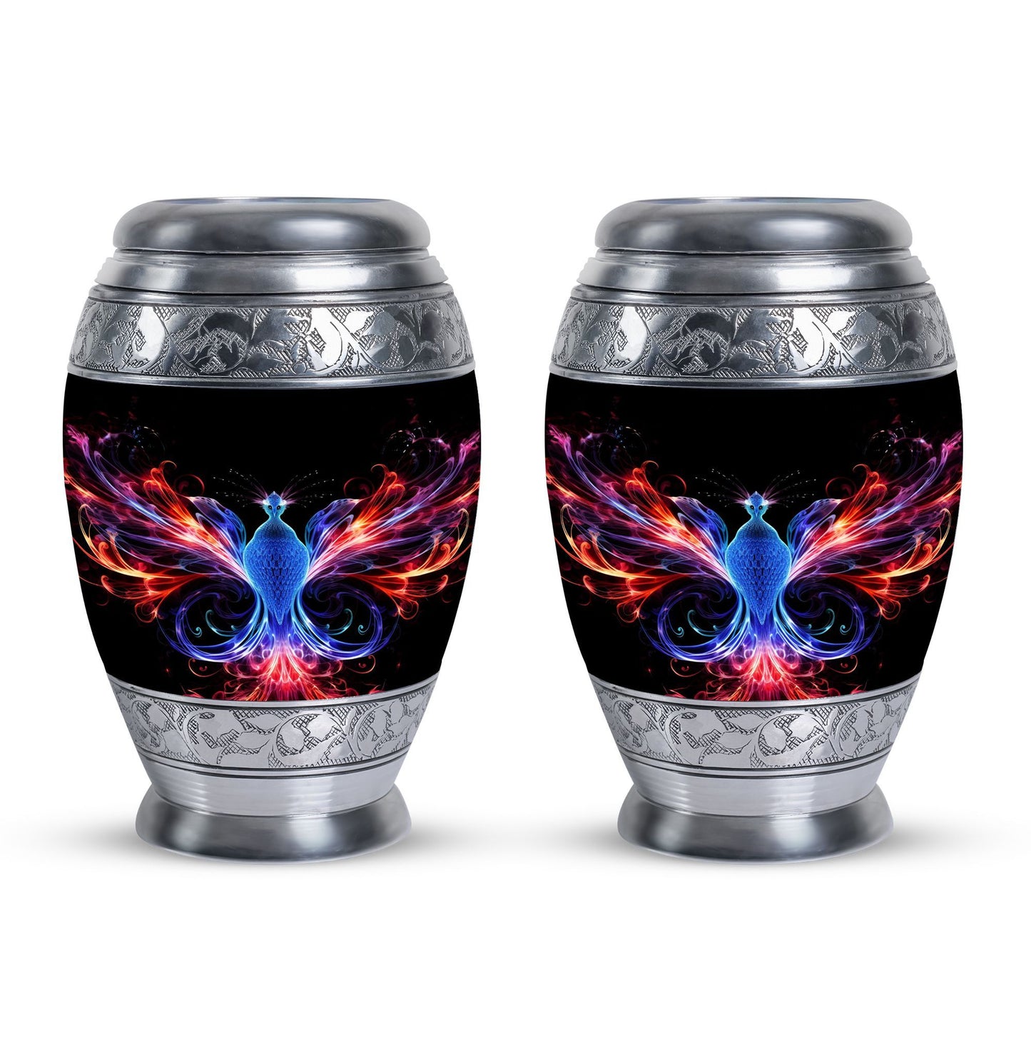 Colorful phoenix 3-inch aluminium cremation urn.