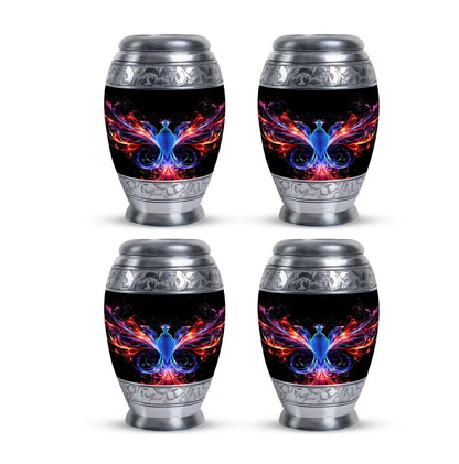 Colorful phoenix 3-inch aluminium cremation urn.