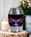 Colorful phoenix 3-inch aluminium cremation urn.