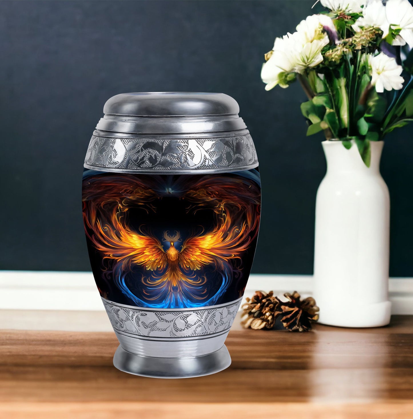 Yellow Phoenix Urn for Mother's ashes.