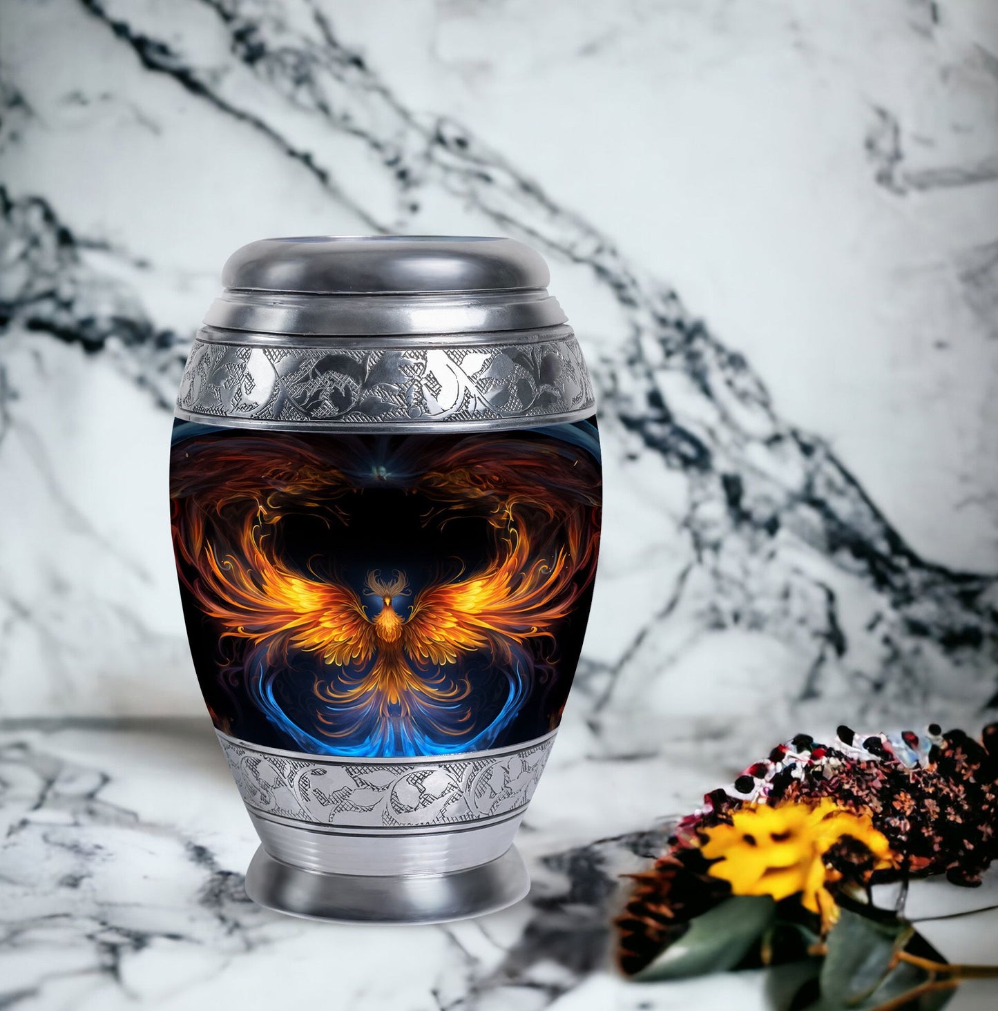 Yellow Phoenix Urn for Mother's ashes.