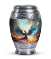 Blue Phoenix Urn, classic adult cremation urn for ashes.