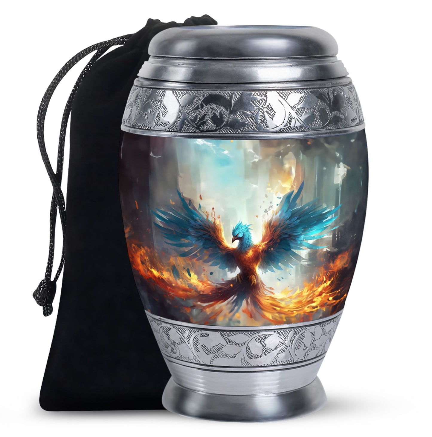 Elegant Phoenix Metal Cremation Urn for Human Ashes - Urn for Men