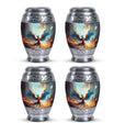 Blue Phoenix Urn, classic adult cremation urn for ashes.