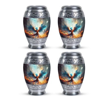 Blue Phoenix Urn, classic adult cremation urn for ashes.