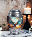 Blue Phoenix Urn, classic adult cremation urn for ashes.