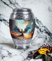 Blue Phoenix Urn, classic adult cremation urn for ashes.