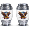 Classic urn featuring an eagle with an American flag.