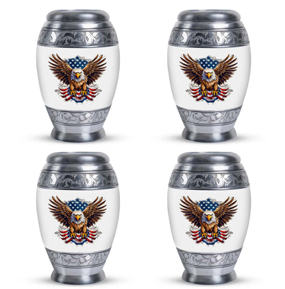 Classic urn featuring an eagle with an American flag.