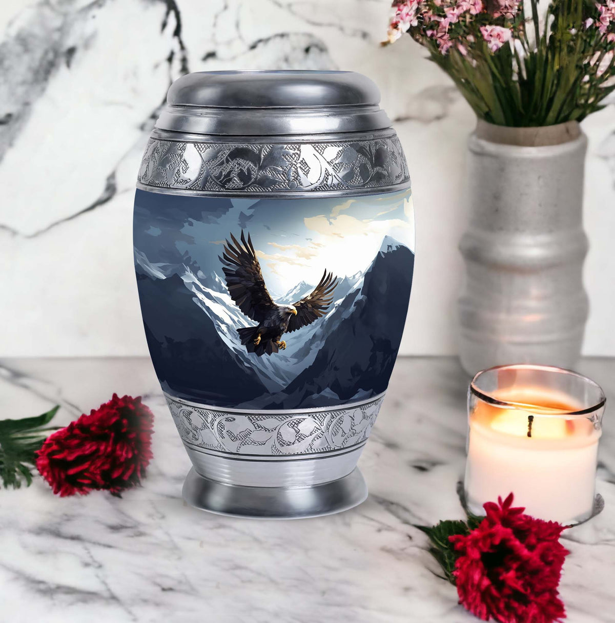 Classic Flying Eagle Urn for Adult Ashes, with velvet pouch