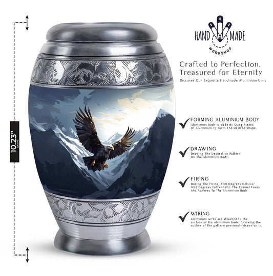 Classic Flying Eagle Urn for Adult Ashes, with velvet pouch