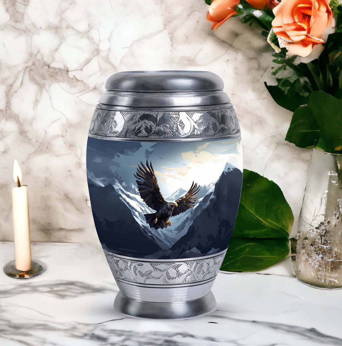 Classic Flying Eagle Urn for Adult Ashes, with velvet pouch