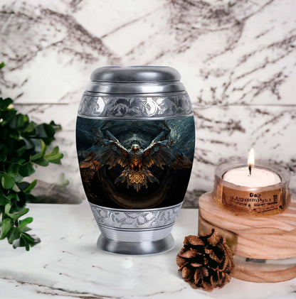 Aluminium Eagle Guarding Urn for people.