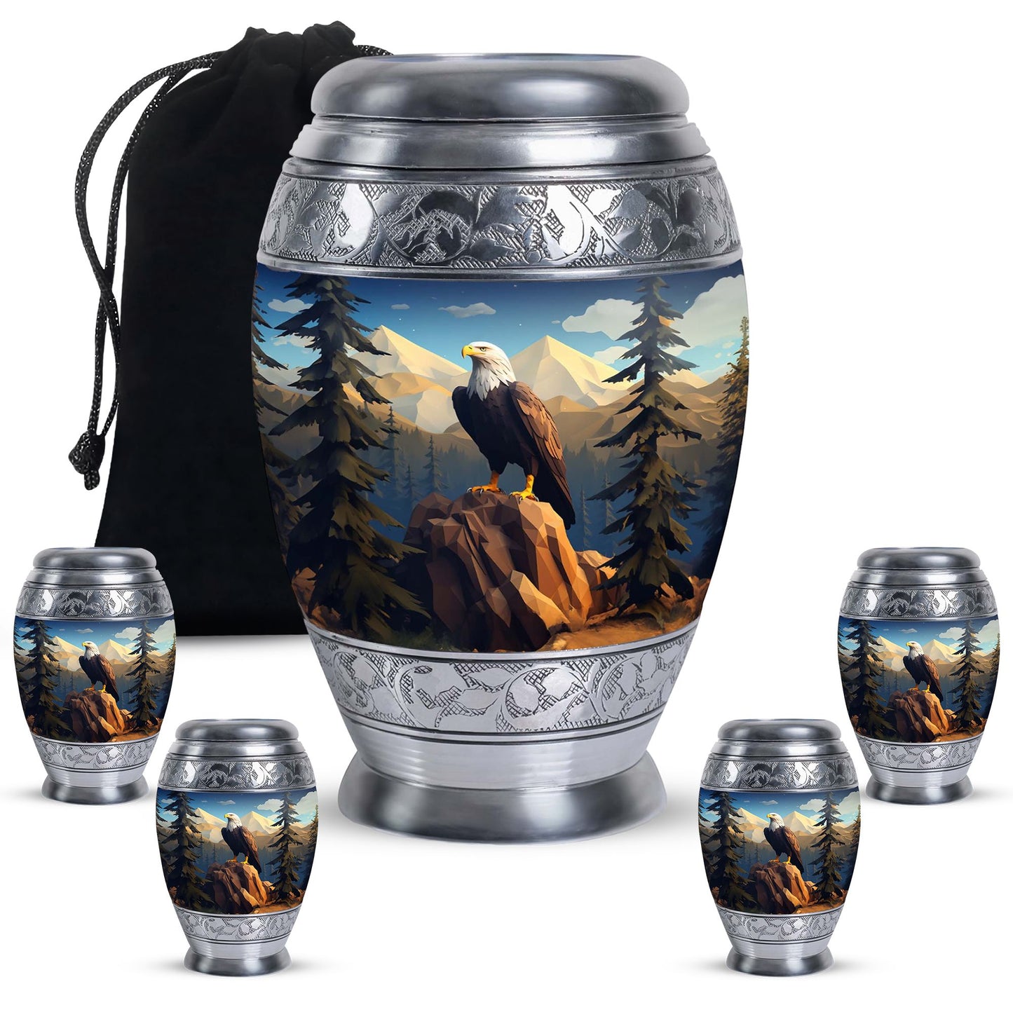 Personalized Eagle Cremation Urn for Dad - 10-inch, 200 cu in - Yatskia