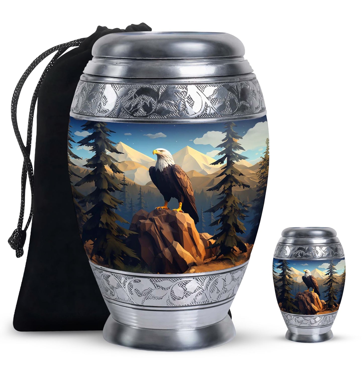 Personalized Eagle Cremation Urn for Dad - 10-inch, 200 cu in - Yatskia