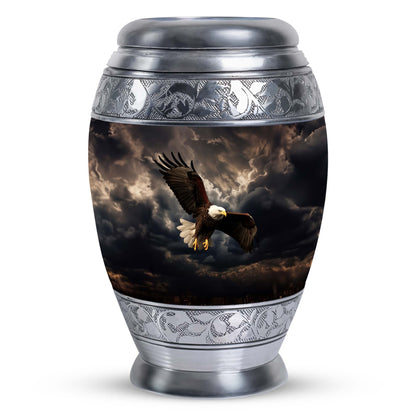 Classic 3-inch eagle urn in aluminium for human ashes.