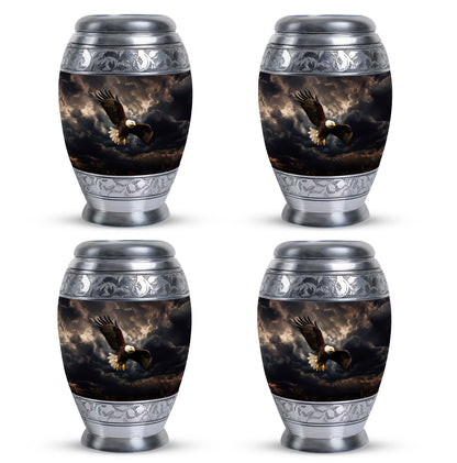 Classic 3-inch eagle urn in aluminium for human ashes.