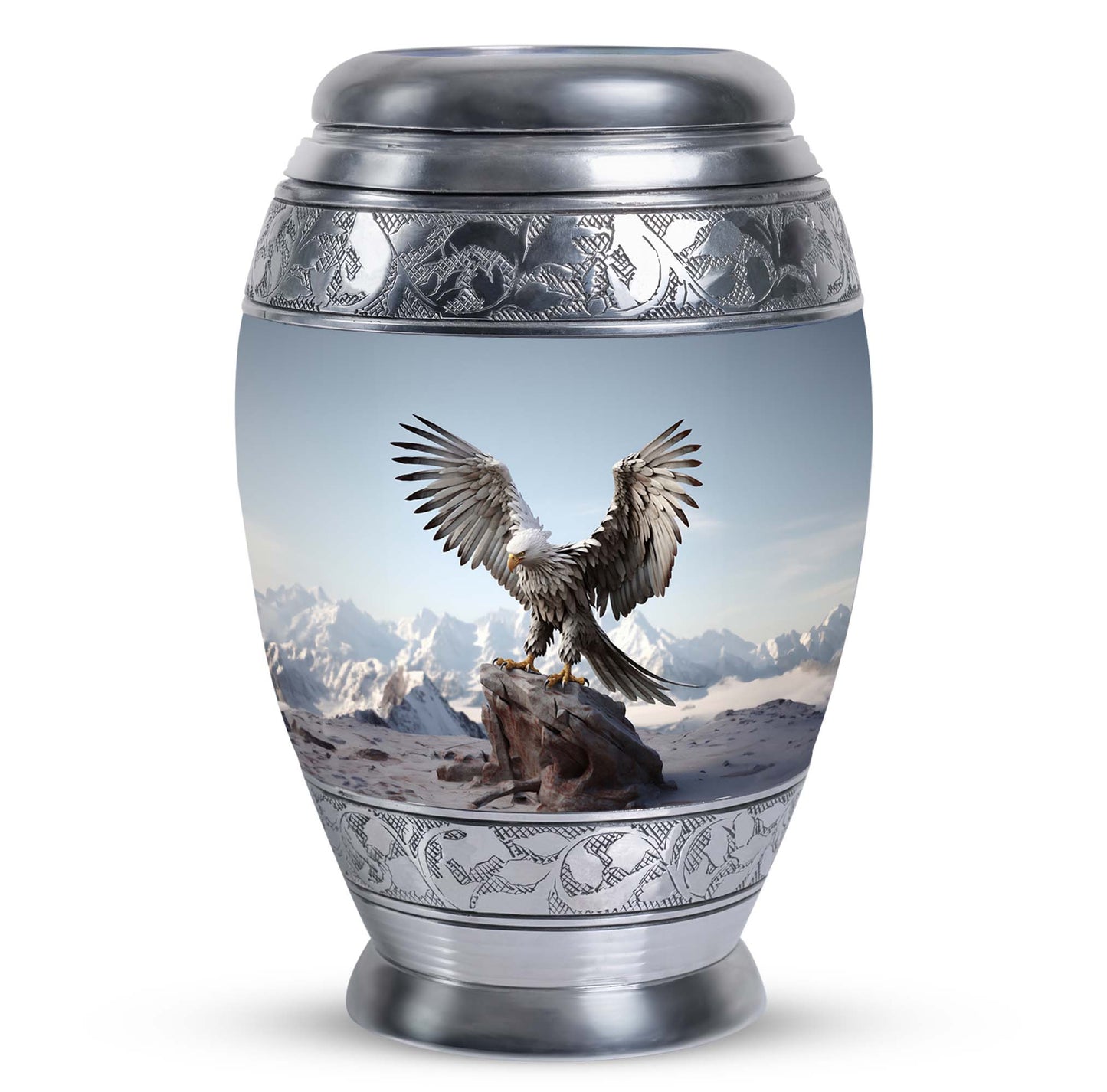 3-inch classic aluminum Eagle Urn for Ashes.