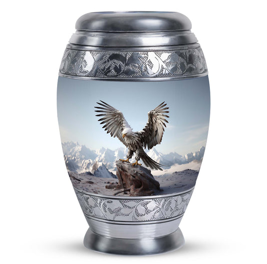 3-inch classic aluminum Eagle Urn for Ashes.