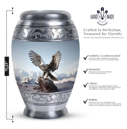 3-inch classic aluminum Eagle Urn for Ashes.
