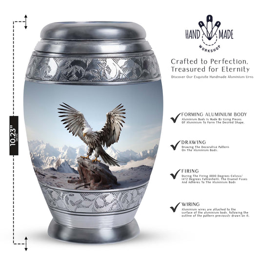 3-inch classic aluminum Eagle Urn for Ashes.
