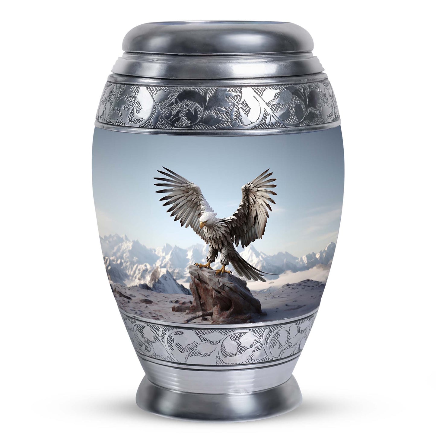 3-inch classic aluminum Eagle Urn for Ashes.