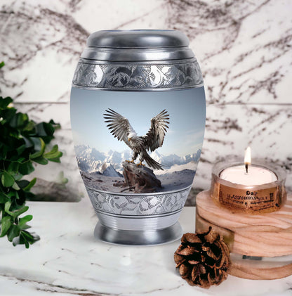 3-inch classic aluminum Eagle Urn for Ashes.
