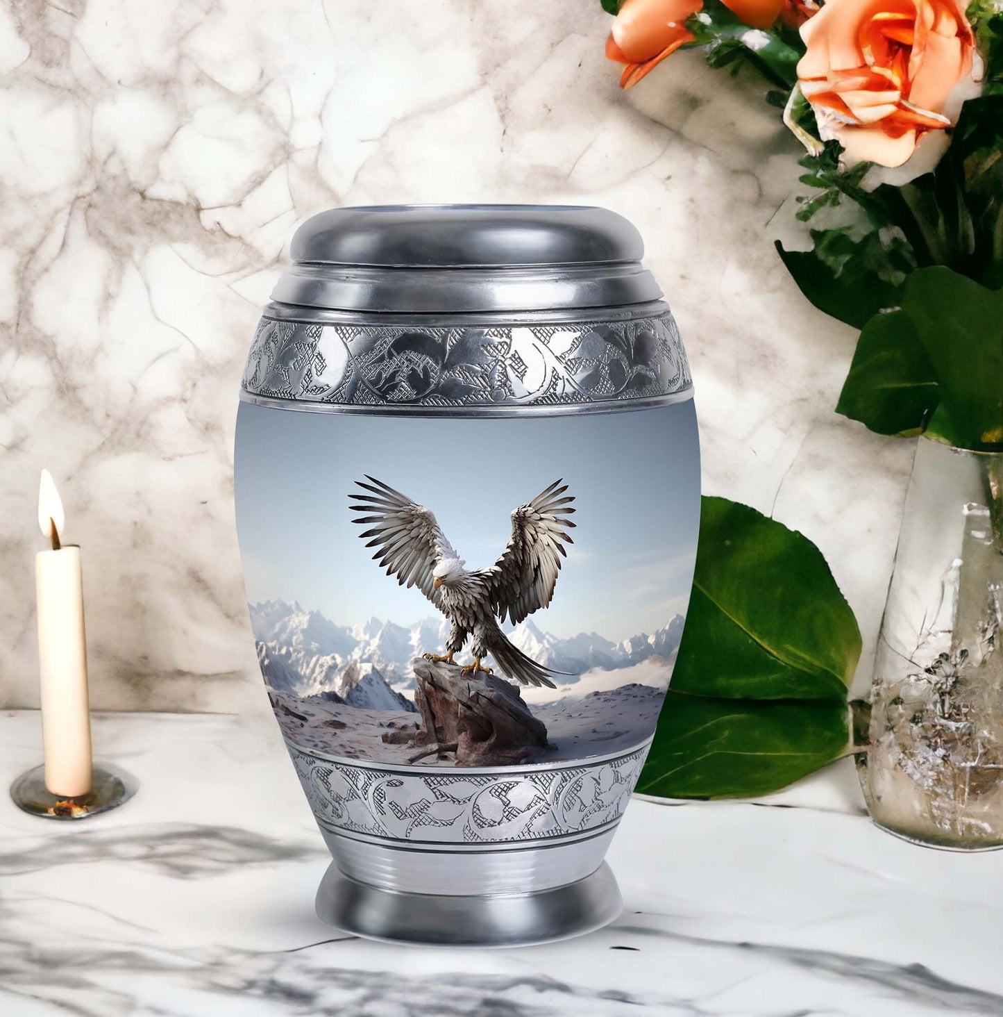 3-inch classic aluminum Eagle Urn for Ashes.