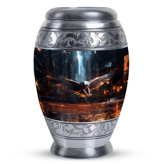 Eagle Memorial Urn, Personalized Aluminium Urn for Burial.