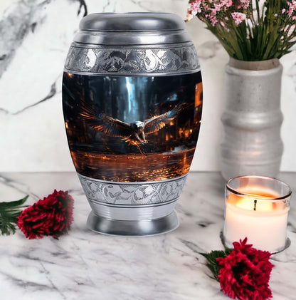 Eagle Memorial Urn, Personalized Aluminium Urn for Burial.