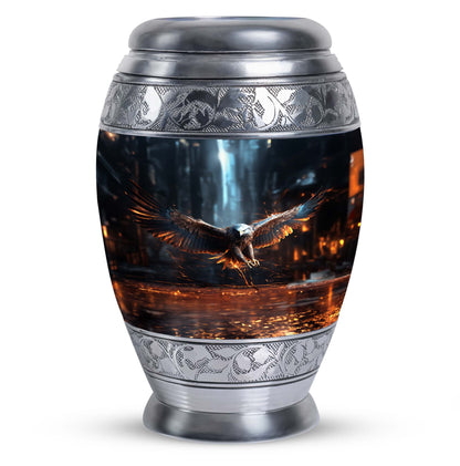 Eagle Memorial Urn, Personalized Aluminium Urn for Burial.