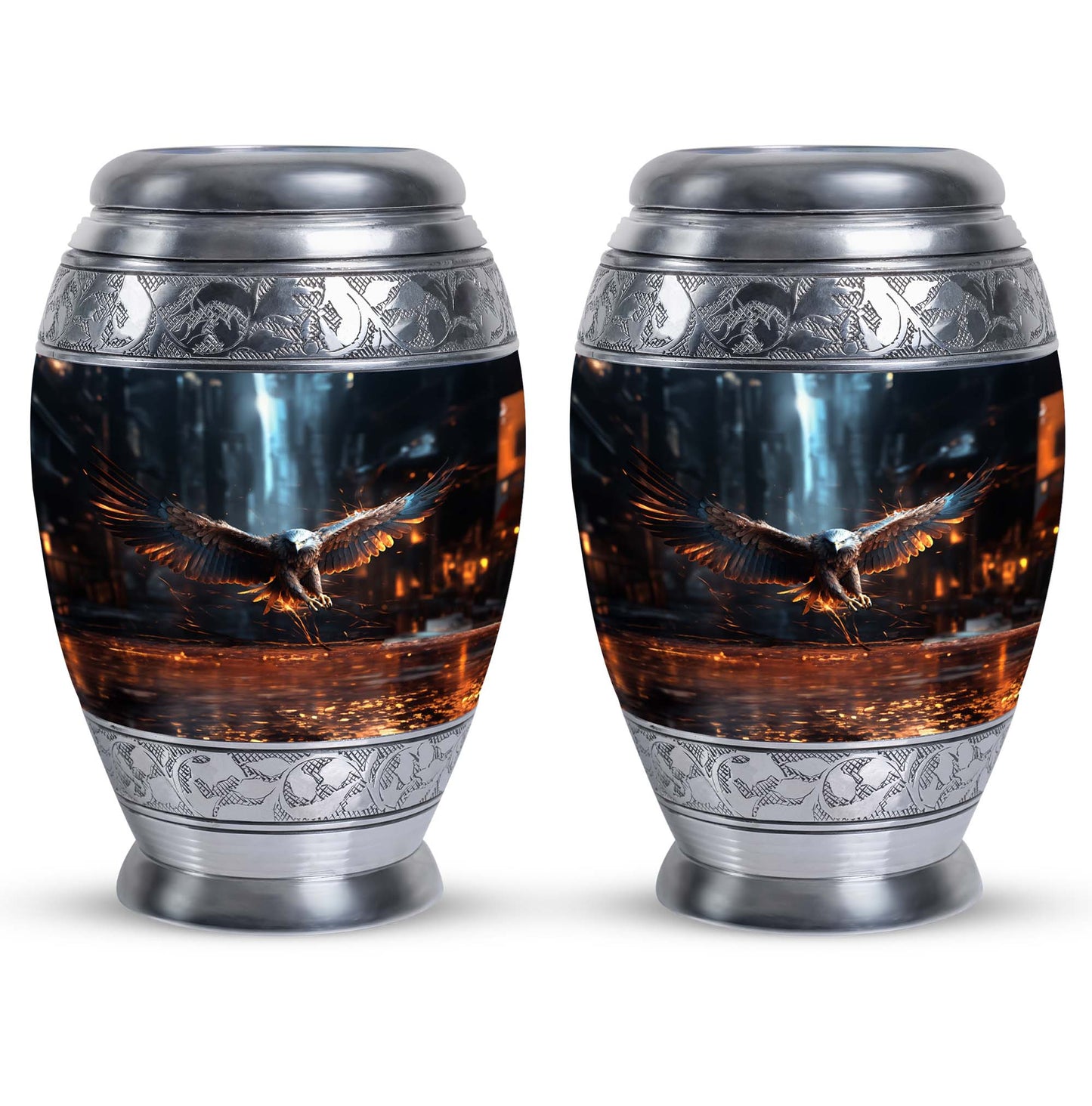 Eagle Memorial Urn, Personalized Aluminium Urn for Burial.