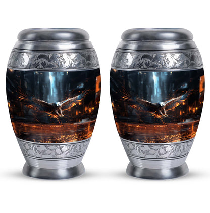 Eagle Memorial Urn, Personalized Aluminium Urn for Burial.