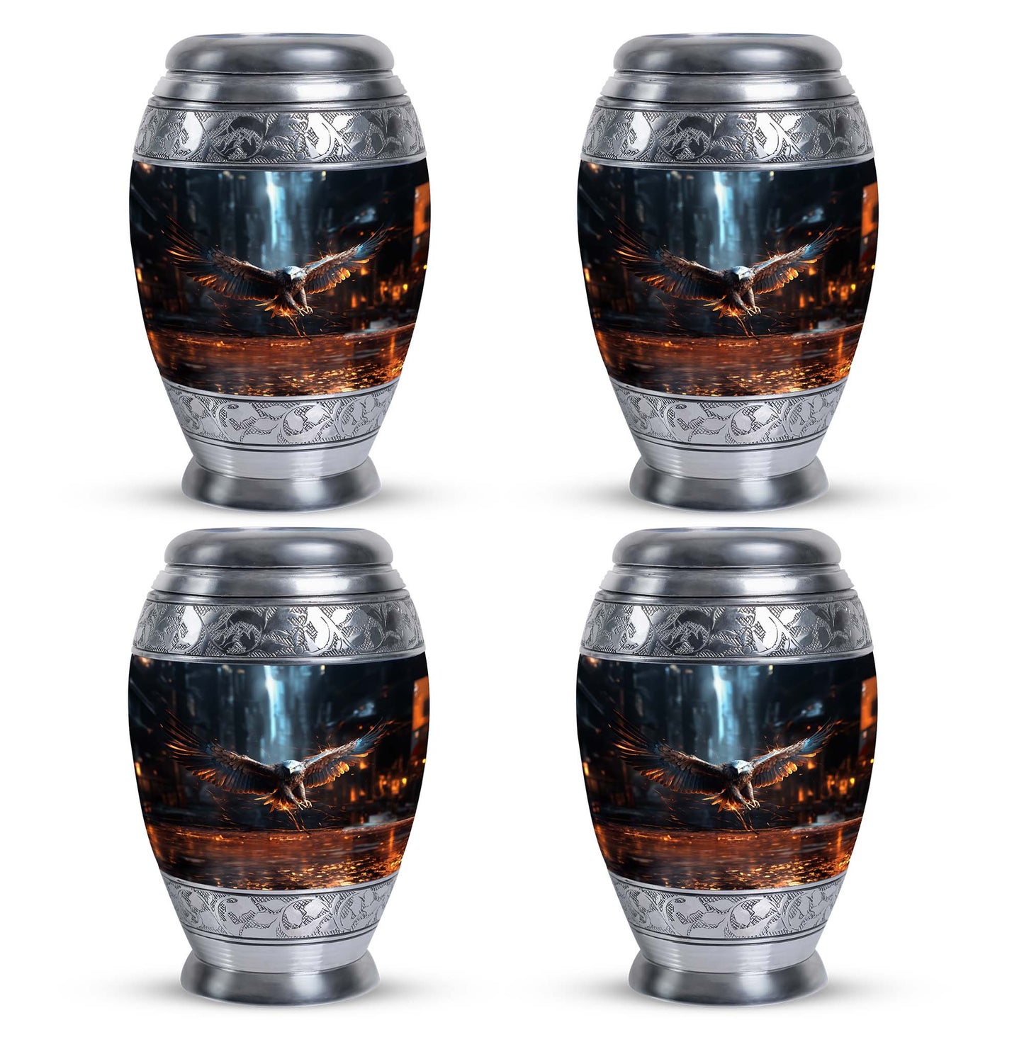 Eagle Memorial Urn, Personalized Aluminium Urn for Burial.