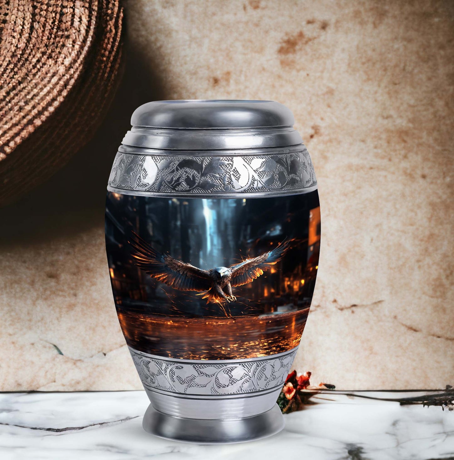 Eagle Memorial Urn, Personalized Aluminium Urn for Burial.
