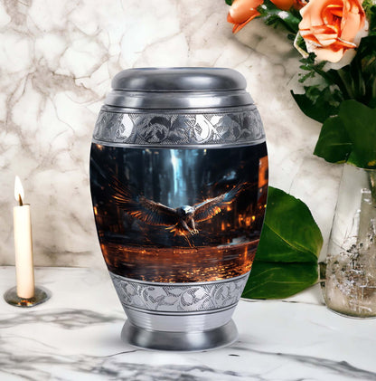 Eagle Memorial Urn, Personalized Aluminium Urn for Burial.