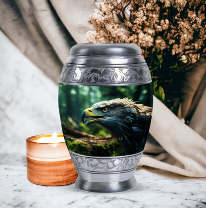 Eagle Memorial Urn in aluminium for ashes.