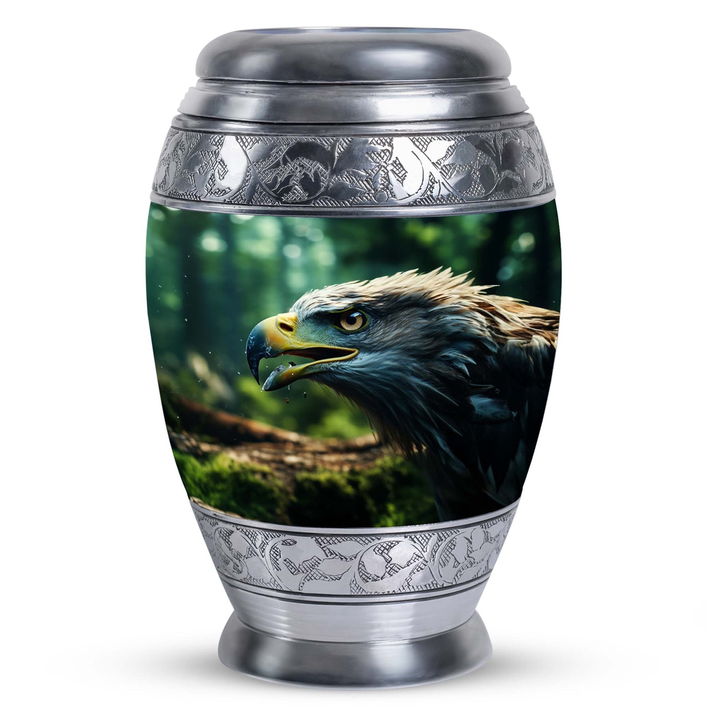 Eagle Memorial Urn in aluminium for ashes.