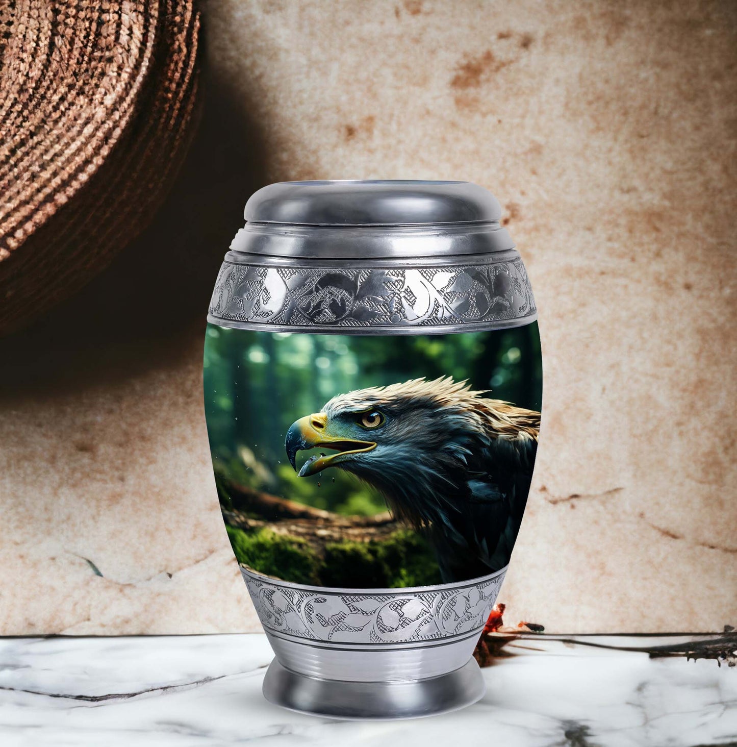 Eagle Memorial Urn in aluminium for ashes.