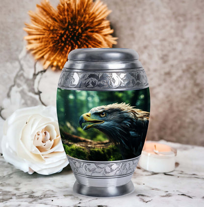 Eagle Memorial Urn in aluminium for ashes.