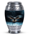 Classic 10-inch eagle urn for human ashes, aluminum.