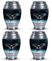 Classic 10-inch eagle urn for human ashes, aluminum.