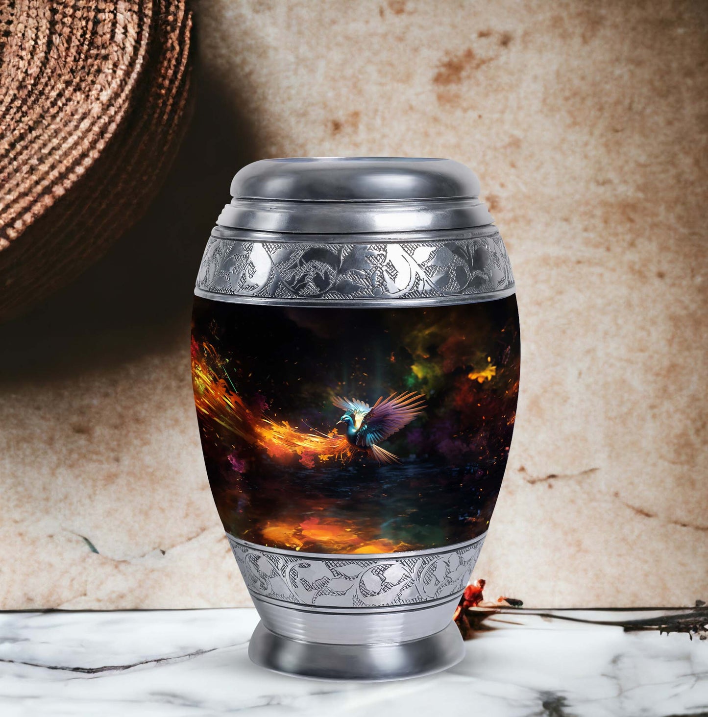 Colorful swan keepsake urn, 3-inch classic design