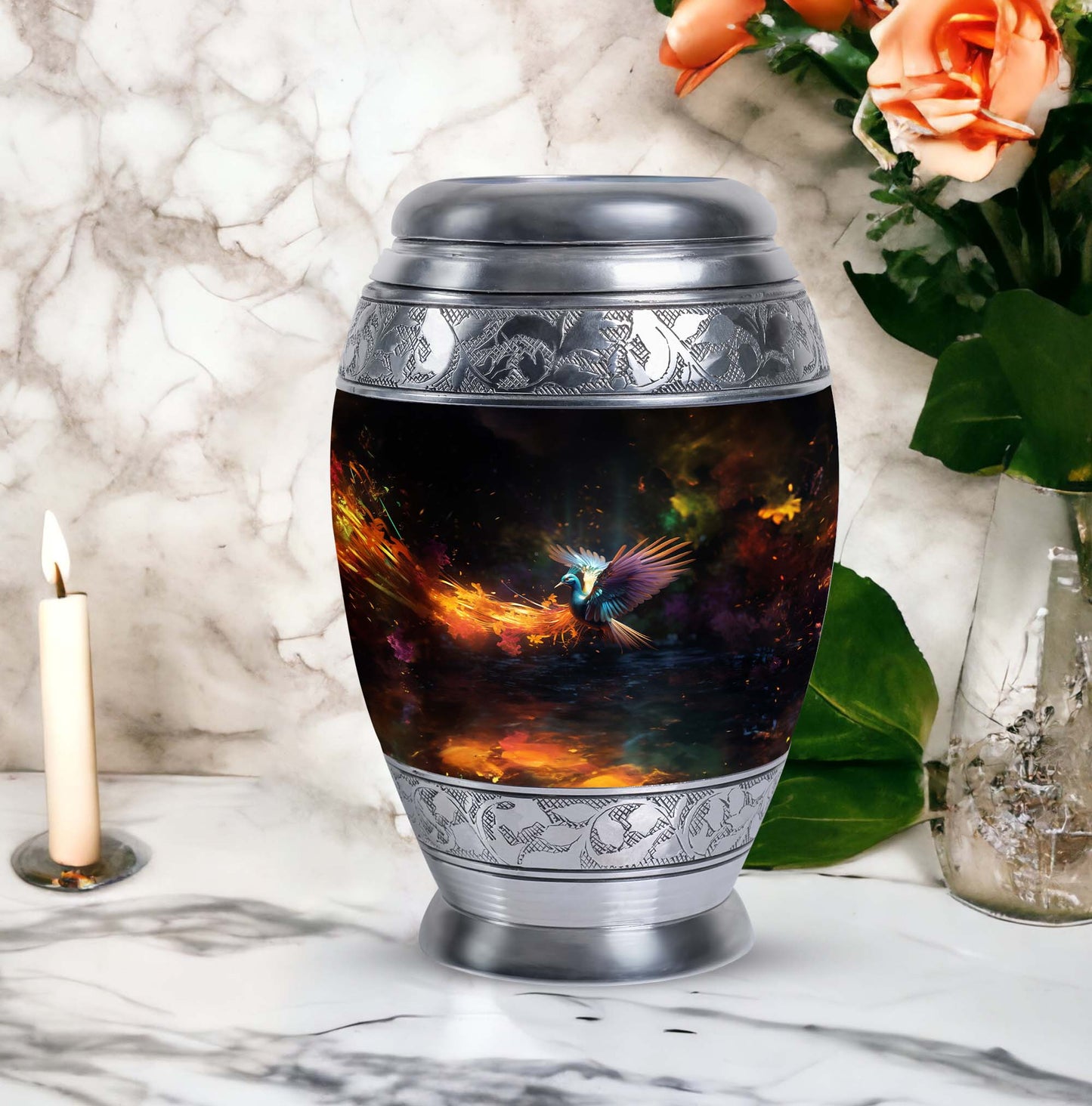 Colorful swan keepsake urn, 3-inch classic design