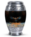 Classic aluminium, 3-inch large Eagle cremation urn.