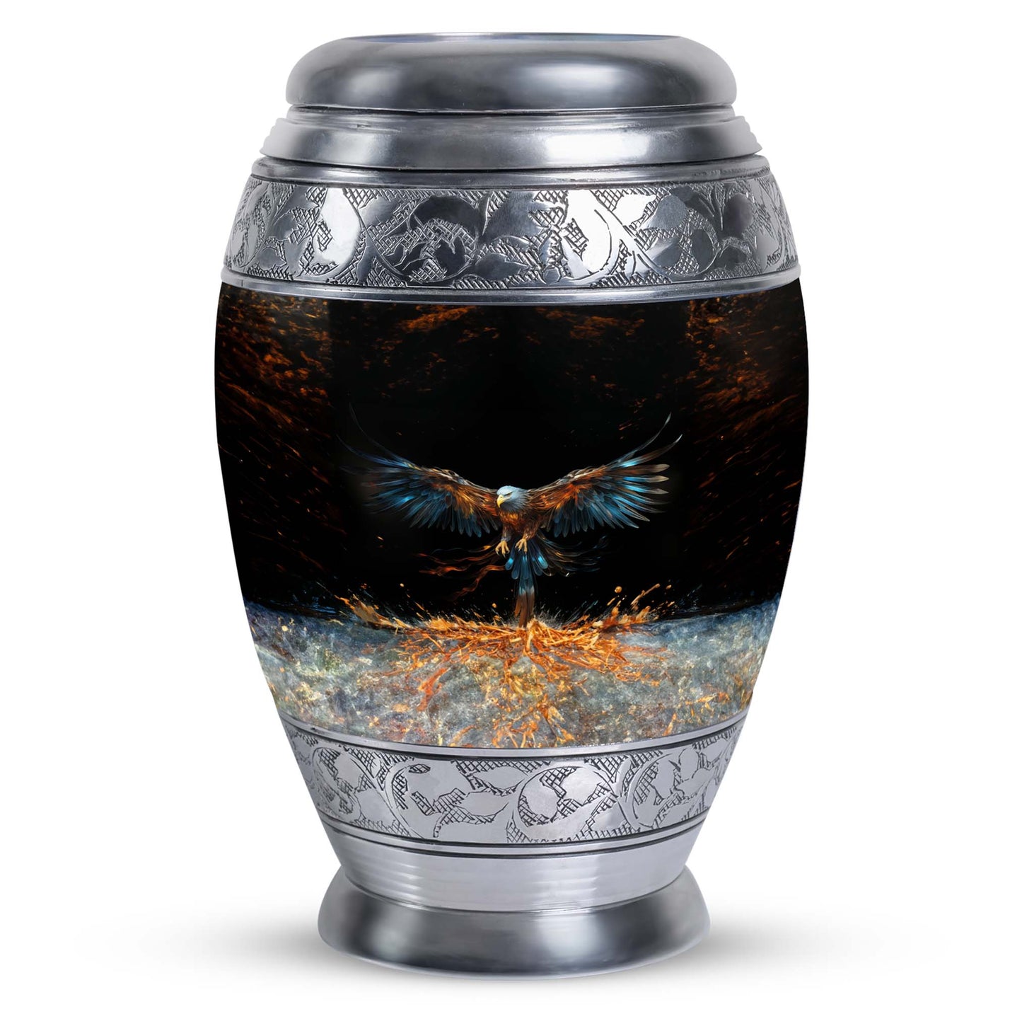 Classic aluminium, 3-inch large Eagle cremation urn.