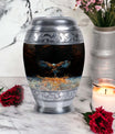 Classic aluminium, 3-inch large Eagle cremation urn.