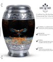 Classic aluminium, 3-inch large Eagle cremation urn.